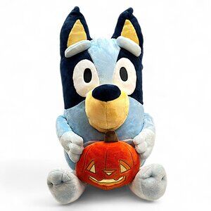 Bluey Jumbo Halloween Pumpkin Plush 18" Tall Blue Orange Yellow